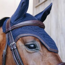 Kentucky Horsewear Fly Veil Wellington Leather Navy