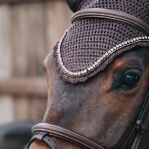 Kentucky Horsewear Fly Veil Long Stone & Pearl Brown