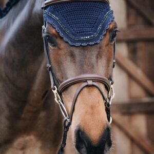 Kentucky Horsewear Fly Veil Wellington Stone & Pearl Navy