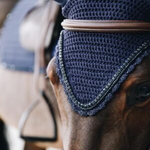 Kentucky Horsewear Fly Veil Long Stone & Pearl Navy